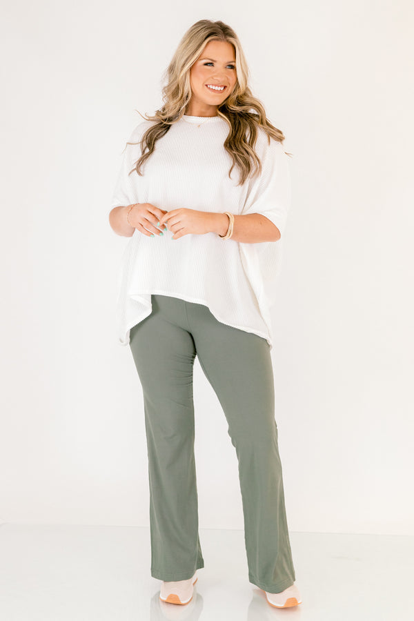 Chic Soul plus size clothing, dark grey green high waisted athletic flair leggings