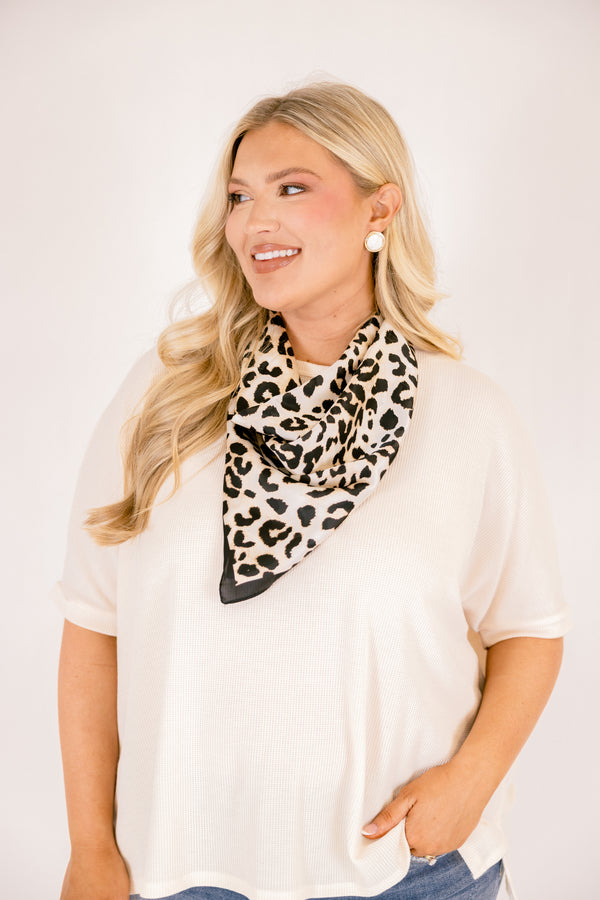 Chic Soul plus size clothing, black leopard print silk scarf