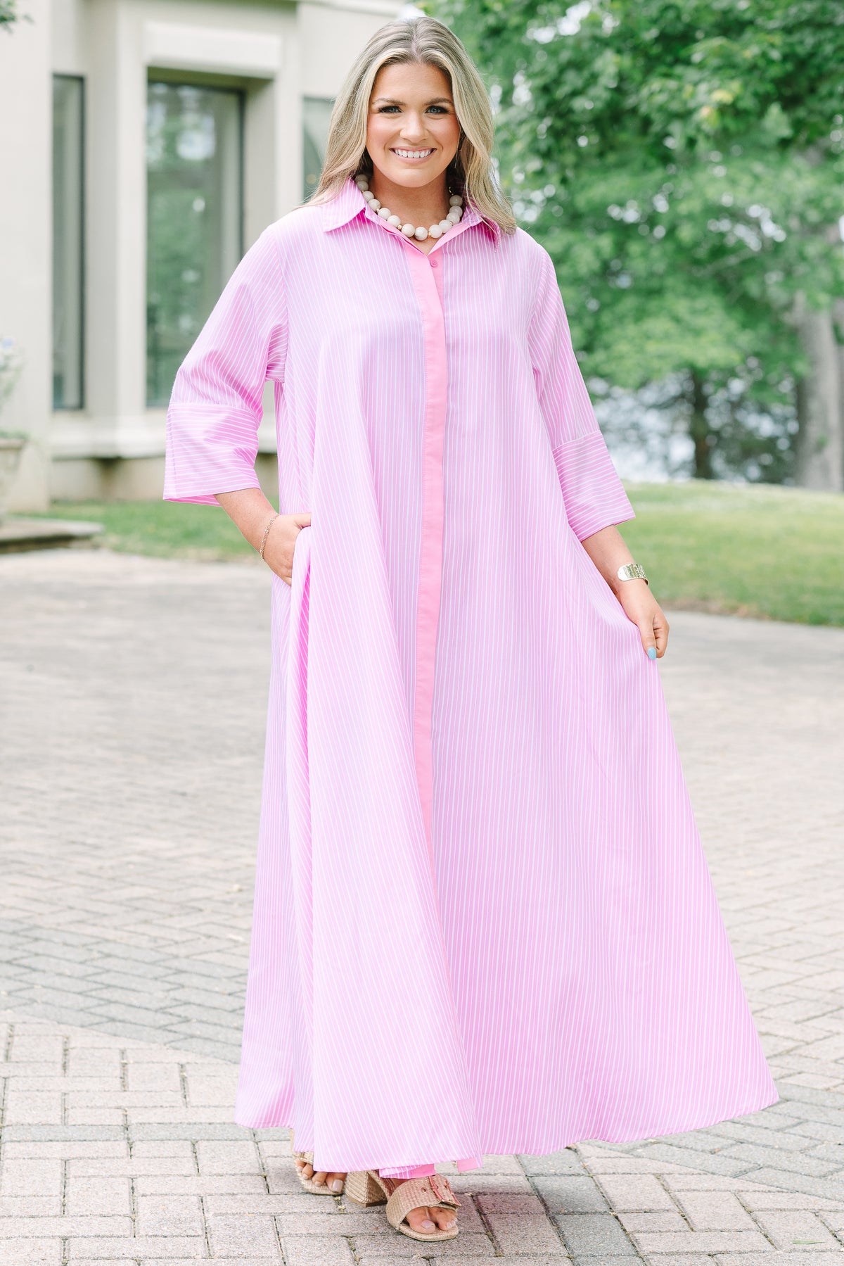 light pink shirt dress Women's Get A Move On Dress, Last Chance Edit:US tonal pink embroidery Women's Plus Size Wedding Color:Blush*