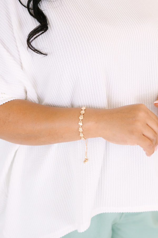 Chic Soul plus size clothing, gold shell beads bracelet with adjustable length