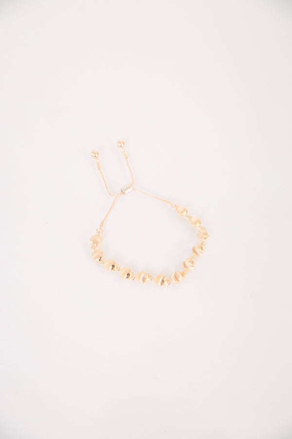 Chic Soul plus size clothing, gold shell beads bracelet with adjustable length