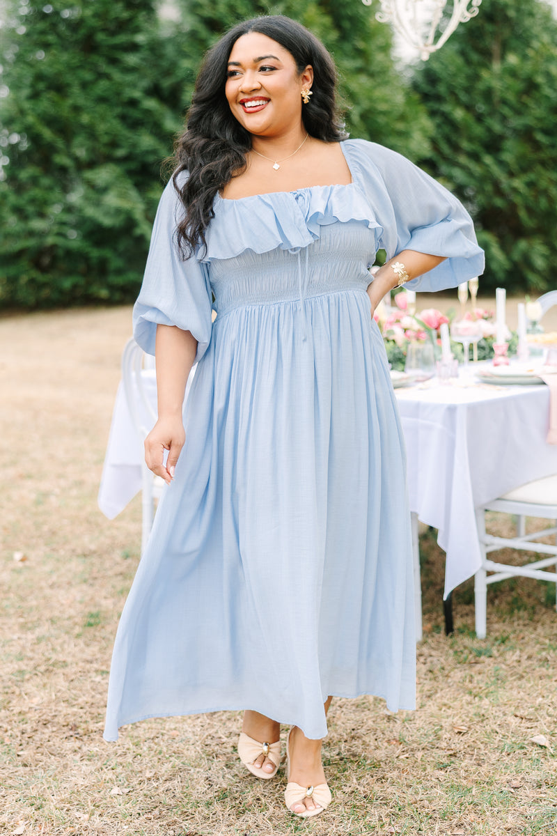 sky blue plus size dresses Sky Blue Plus Size Tulle Woman Dress, Wedding Guest Bridesmaid Look, Photoshoot Holiday Prom Evening Maxi Gown, Special Occasion Baptism