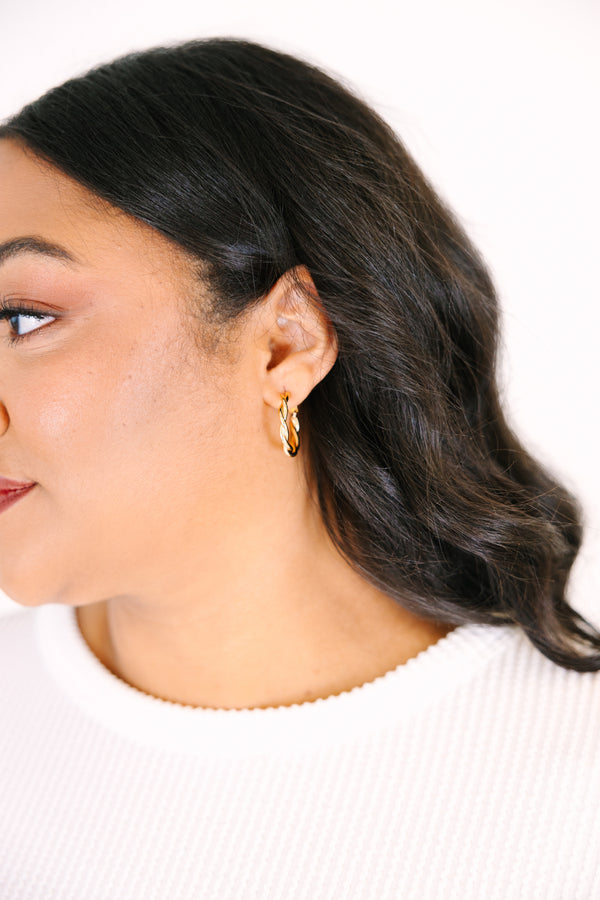 Chic Soul plus size clothing, gold braided medium size hoop earrings