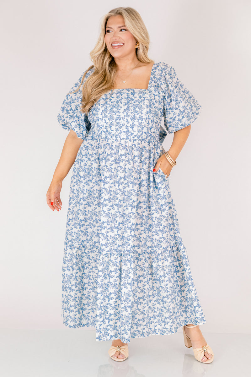 sea smocked tiered midi dress Women's In The Quiet Shade Midi Dress, Blue