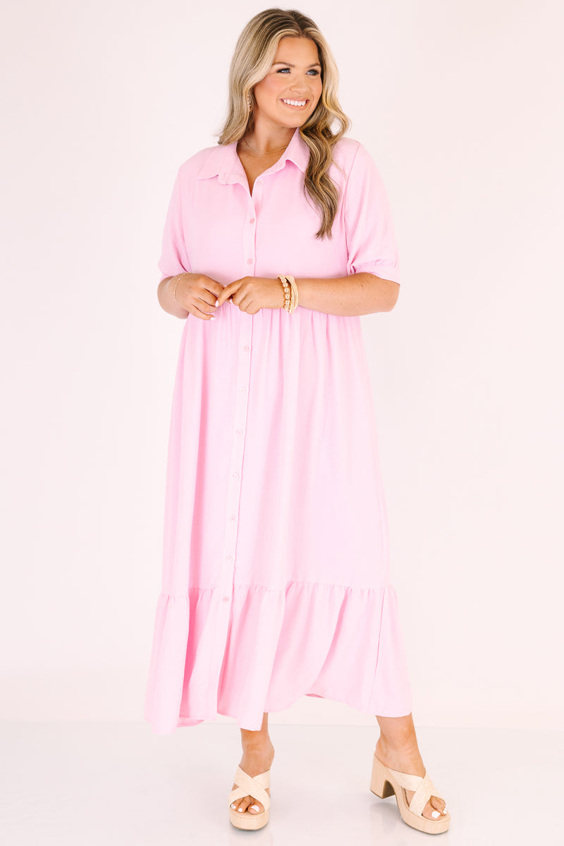 Women's In Your Happy Place Dress, Pink | Size: 3X By Chic Soul Women's In Your Happy Place Dress, Pink | Size: 3X By Chic Soul