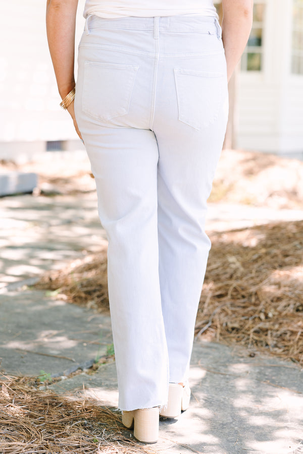 Chic Soul plus size clothing, ice blue jeans with relaxed fit and raw unfinished hem