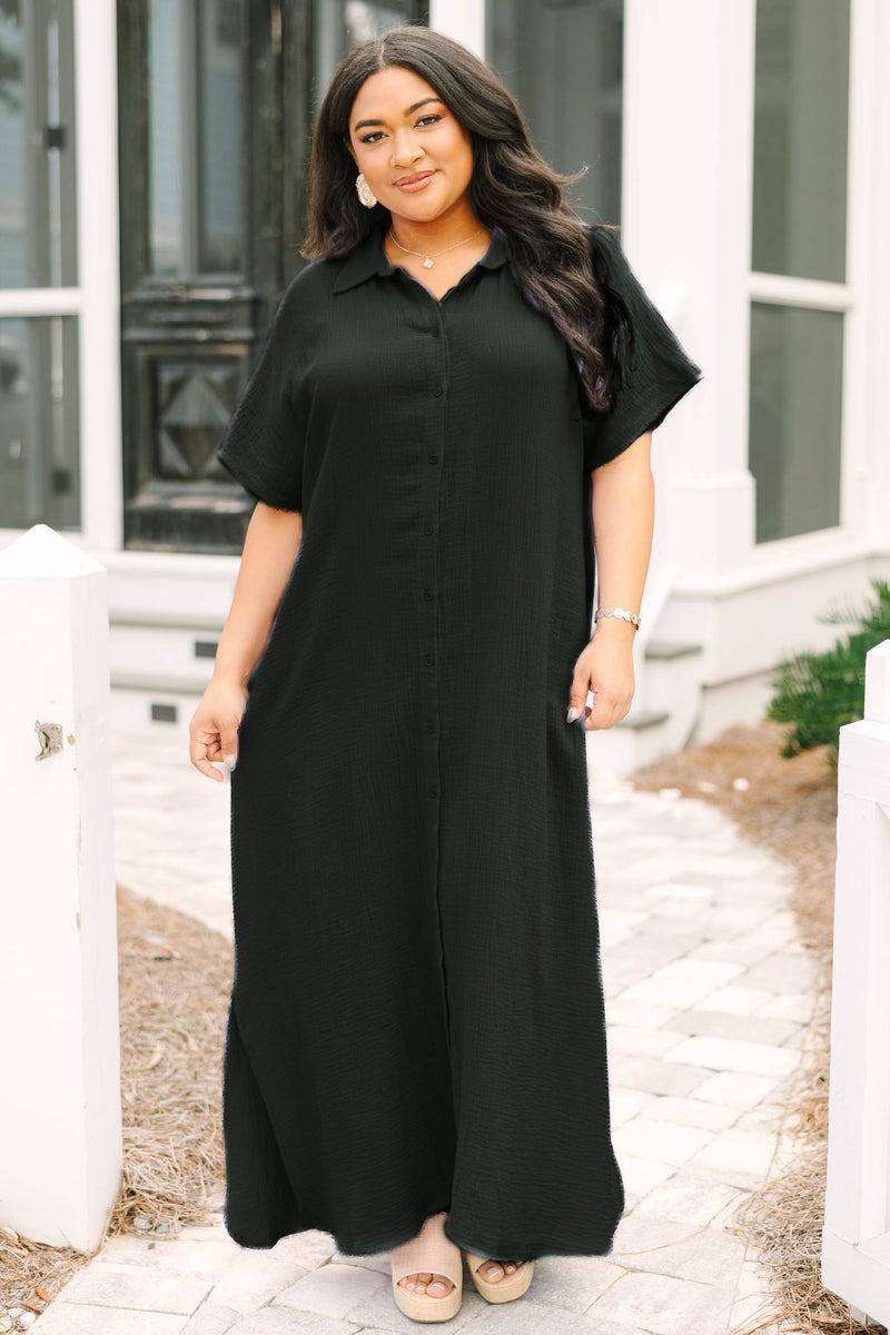 black short sleeve maxi dress for Women Casual Round Neck Tunic Dresses Flowy Classic Solid Beach Dress Trendy Sundress at Amazon Women's Clothing store Perfect for occasions that call for understated elegance Chaser Winslet True Black Maxi