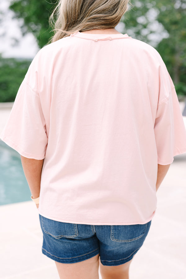 Plus Size blush pink vintage wash tee with 