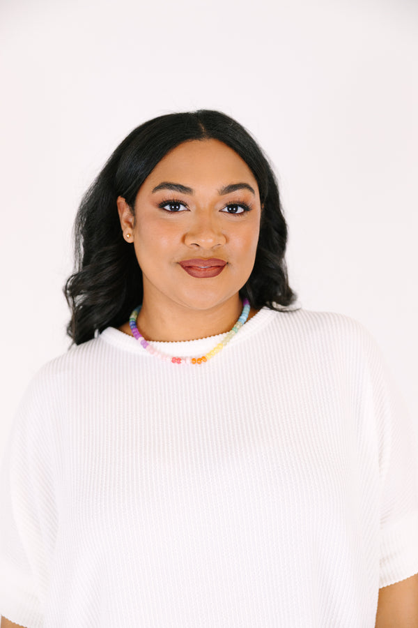 Chic Soul plus size clothing, multi color beaded necklace with a pair of stud earrings 