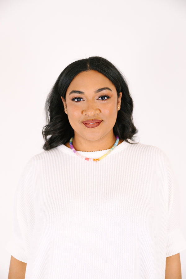 Chic Soul plus size clothing, multi color beaded necklace with a pair of stud earrings 