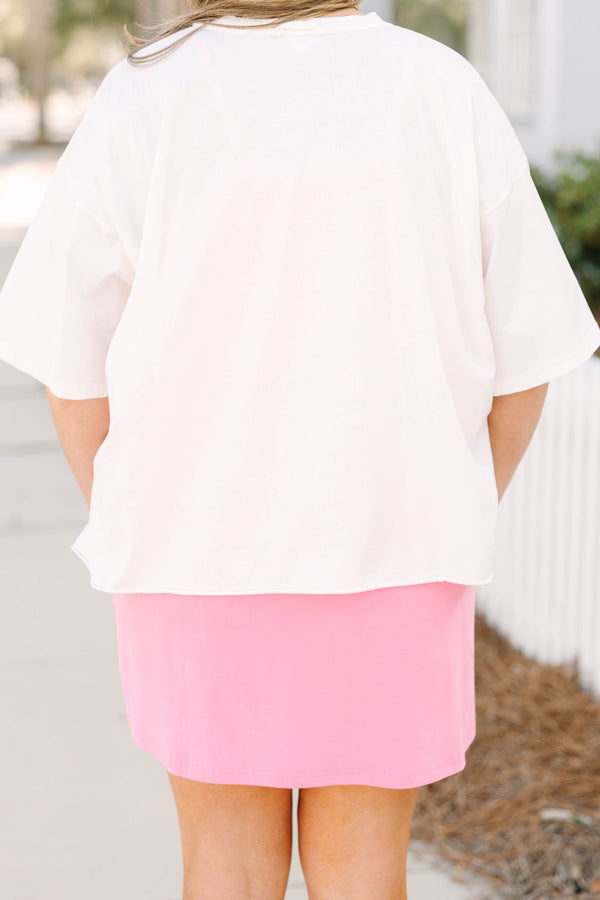 Chic Soul plus size clothing, white short sleeve vintage wash cropped tee with blue and white stripe square on the front of the tee with yellow lemons inside of the square and 