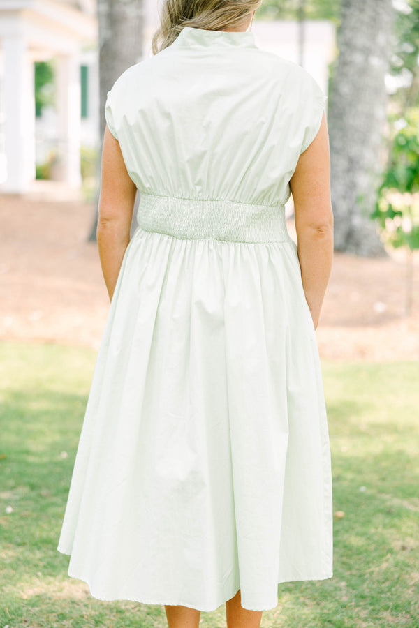 Chic Soul plus size clothing, sage midi dress with zipper closure down the front