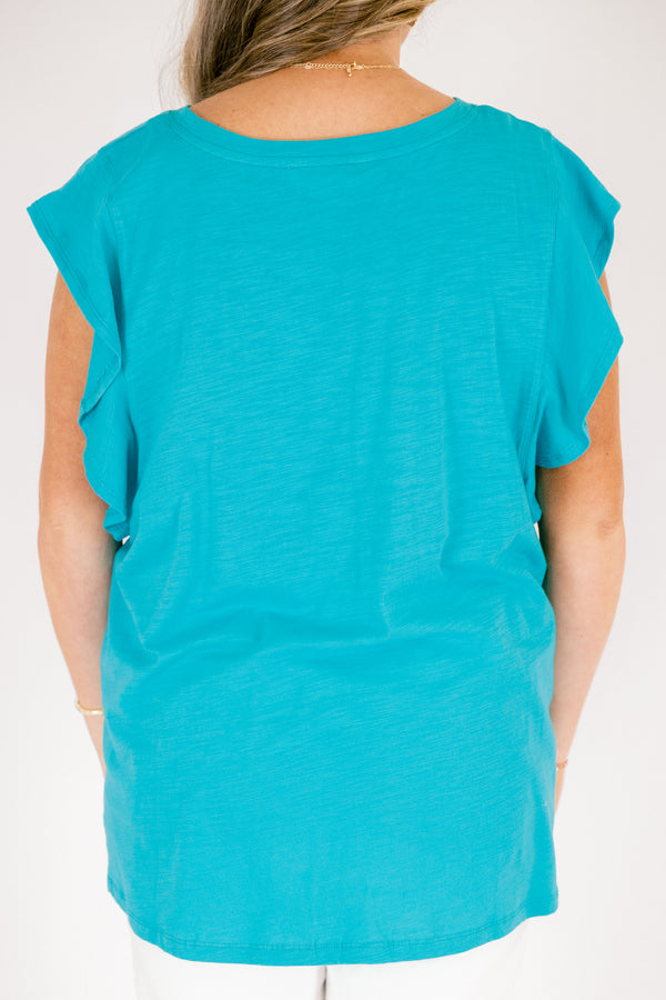 Chic Soul plus size clothing, teal short sleeve top