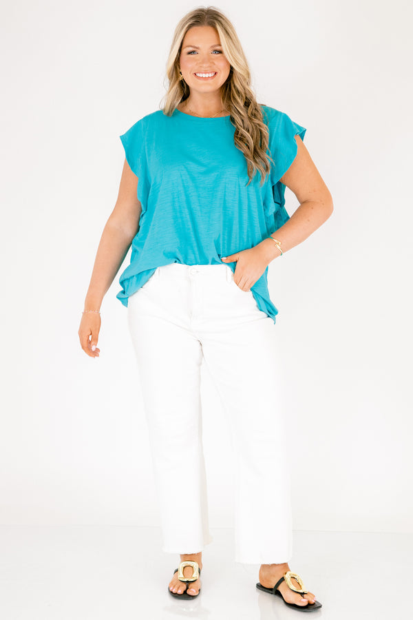 Chic Soul plus size clothing, teal short sleeve top