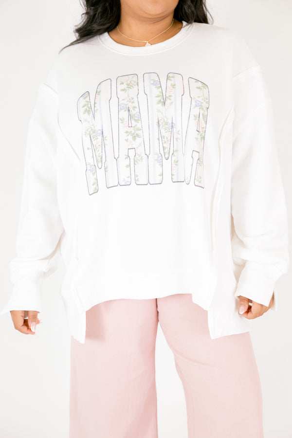 Chic soul plus size clothing, white oversized crewneck with 