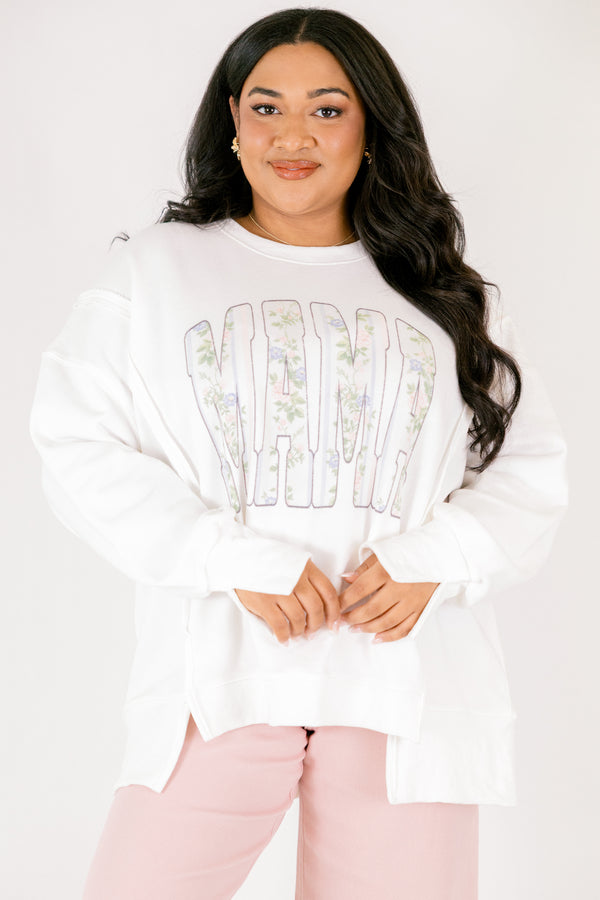 Chic soul plus size clothing, white oversized crewneck with 