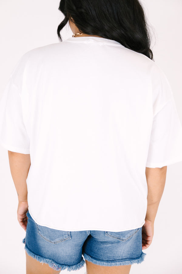 Chic Soul plus size clothing, white cropped tee with 