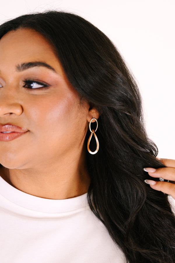 Chic Soul plus size clothing, gold earrings with interlocking hoop design