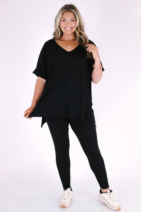 Chic Soul plus size clothing, black comfy lounge wear set