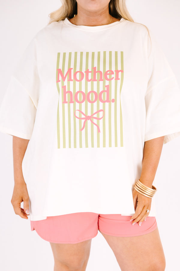 Chic Soul plus size clothing, off white oversized short sleeve tee with 