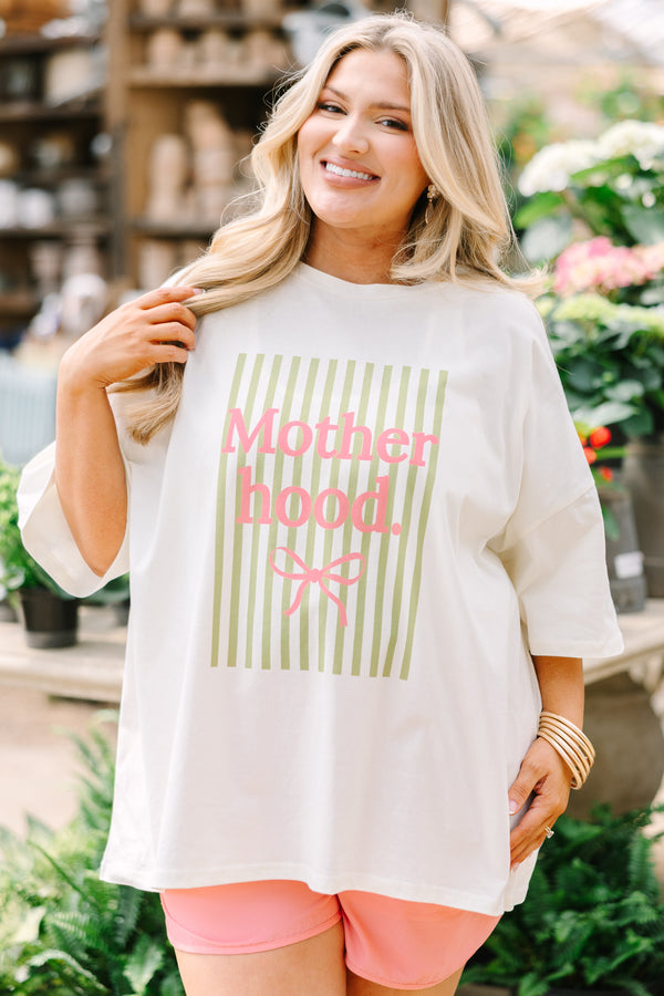 Chic Soul plus size clothing, off white oversized short sleeve tee with 