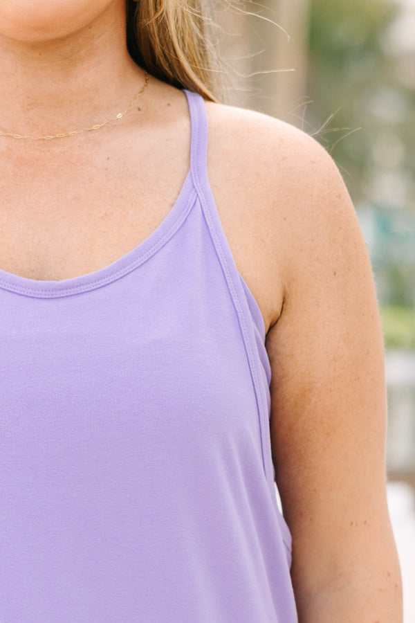 Chic Soul plus size clothing, purple tank top athletic dress with  lower front pockets 