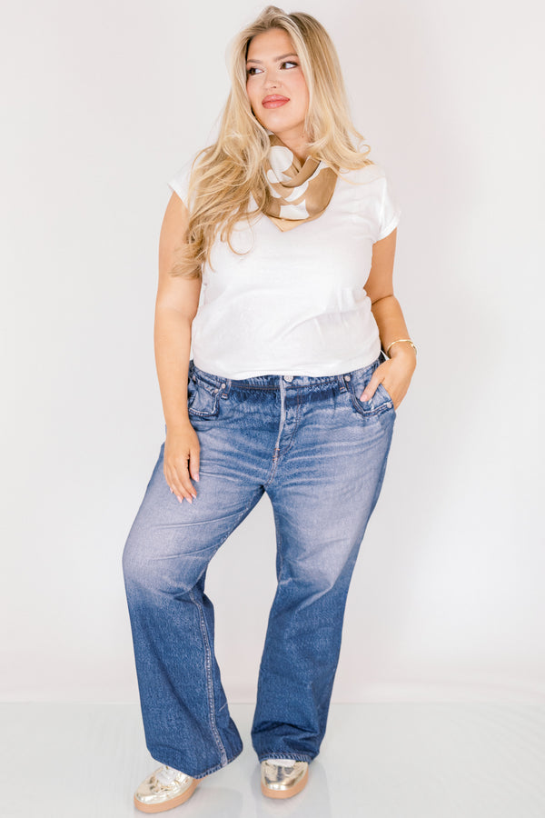 Chic Soul plus size clothing, dark wash straight leg jeans 