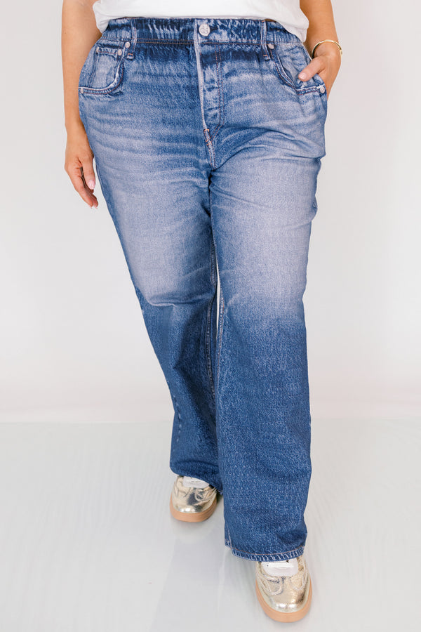 Chic Soul plus size clothing, dark wash straight leg jeans 