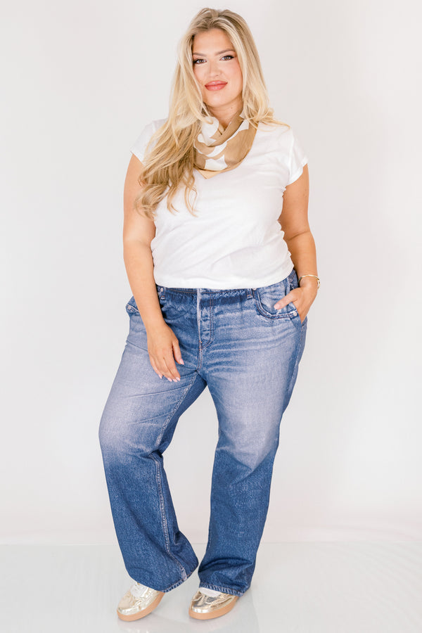 Chic Soul plus size clothing, dark wash straight leg jeans 