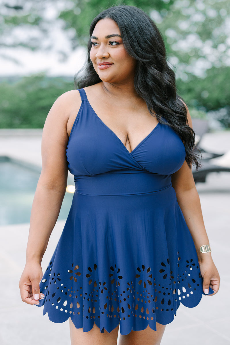 Women's Off The Coast Swim Dress, Blue