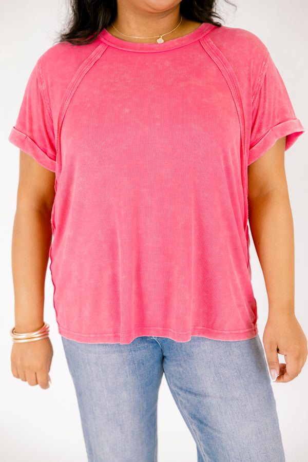 Chic Soul plus size clothing, fuchsia pink short sleeve top