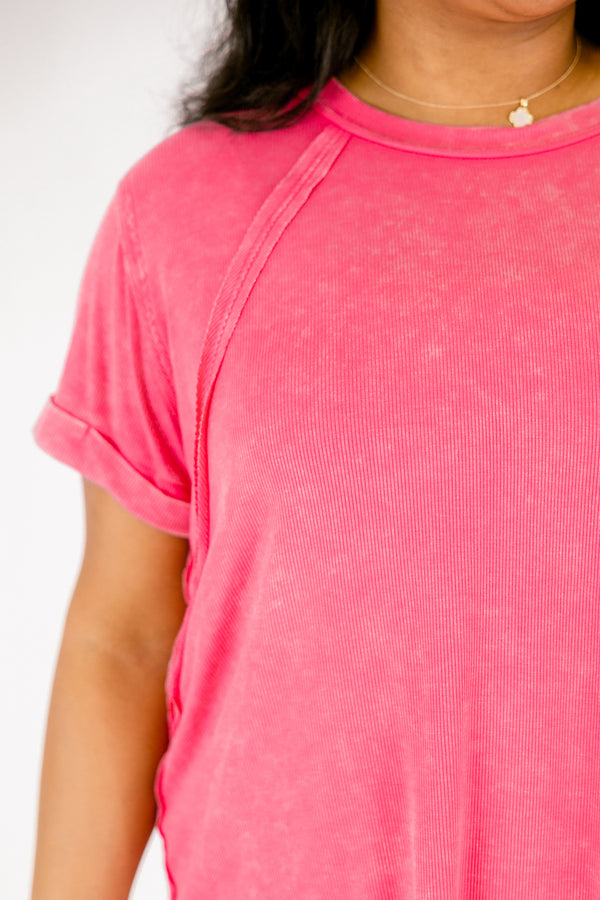 Chic Soul plus size clothing, fuchsia pink short sleeve top