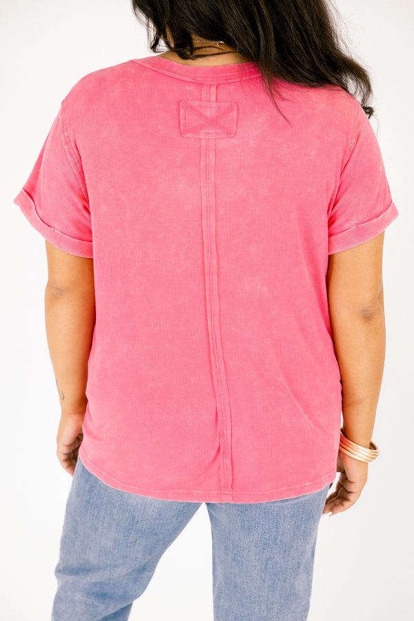 Chic Soul plus size clothing, fuchsia pink short sleeve top