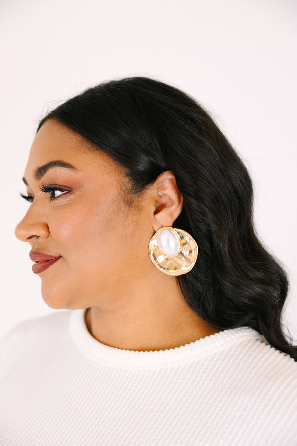 Chic Soul plus size clothing, gold clip hoops with a oblong shape 