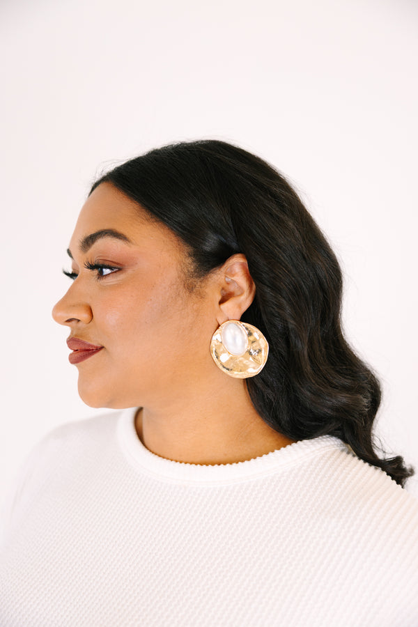 Chic Soul plus size clothing, gold clip hoops with a oblong shape 