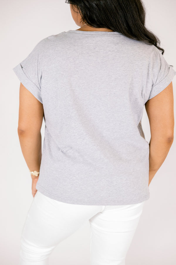 Pretty Please Tee, Heather Grey