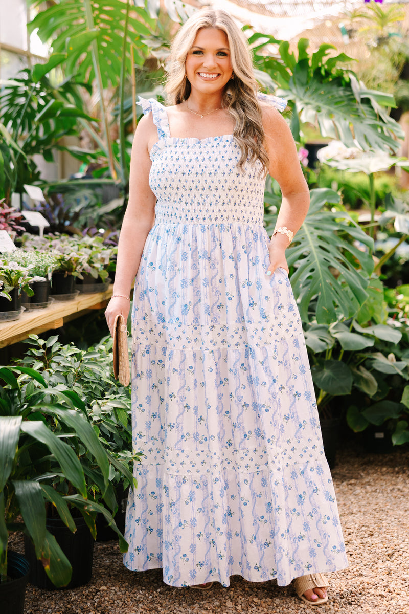 bloom chic dresses Women's Promise In Dress, Blue this floral chiffon midi Birdland Jazz Club - 尺码:S RCT-HERSHE-202431