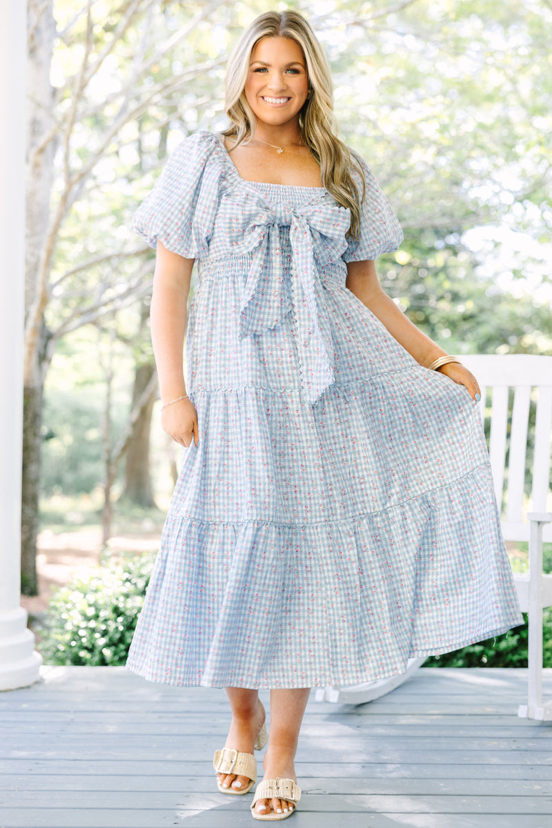 oversized gingham dress Read Between The Lines Dress, Baby Blue – Chic Soul contrast blue piping trim Size:48/50 BEADS Lafayette 148 NY Cashmere