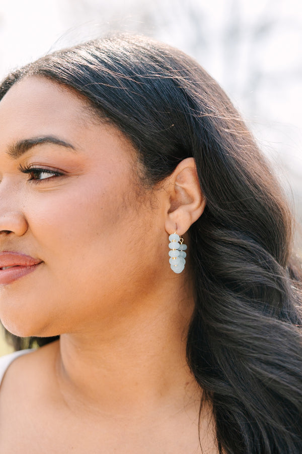 Chic Soul plus size clothing, blue beaded hoops with gold plating