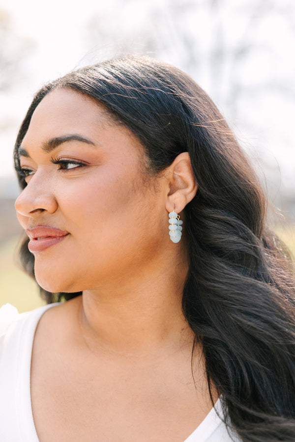 Chic Soul plus size clothing, blue beaded hoops with gold plating