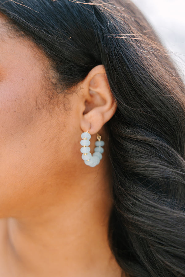 Chic Soul plus size clothing, blue beaded hoops with gold plating