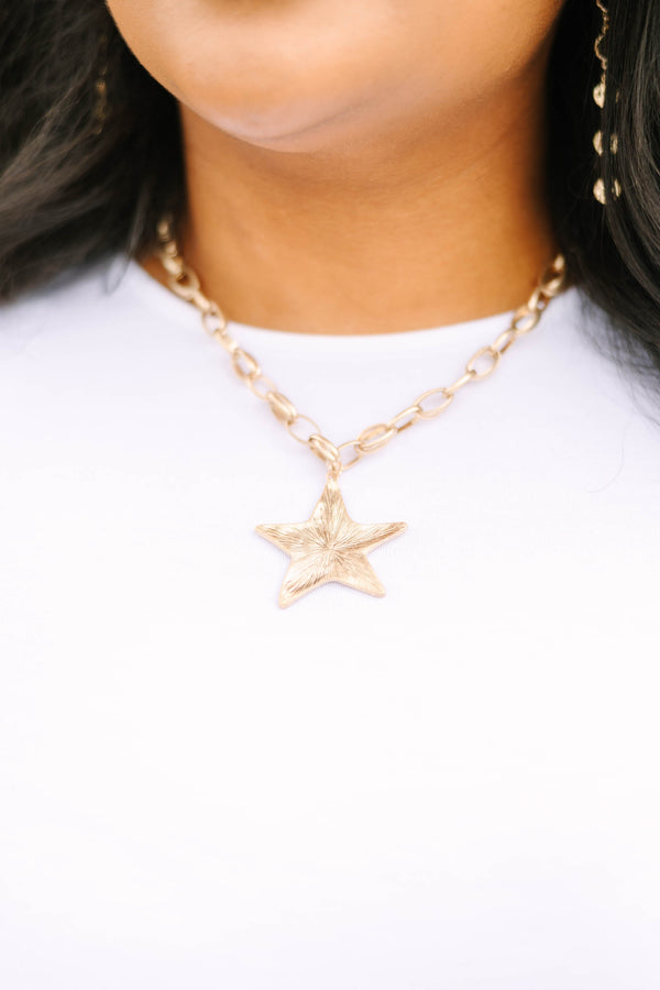 Chic Soul plus size clothing, gold star pendant necklace on gold chain