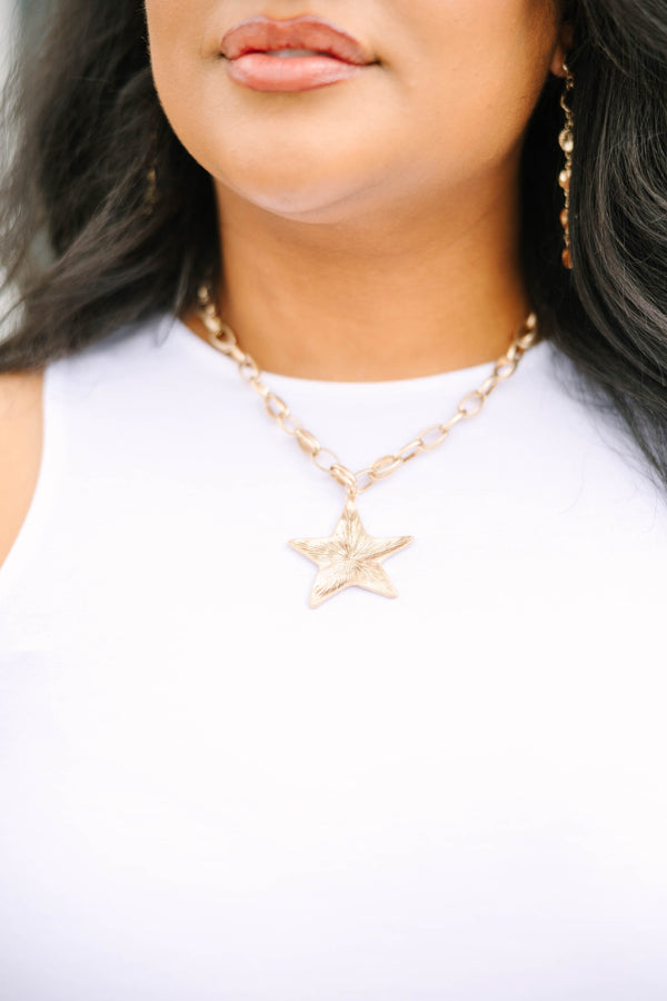 Chic Soul plus size clothing, gold star pendant necklace on gold chain