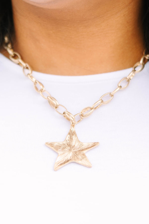 Chic Soul plus size clothing, gold star pendant necklace on gold chain
