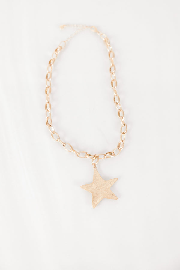 Chic Soul plus size clothing, gold star pendant necklace on gold chain