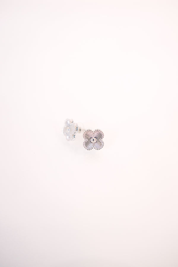 Chic Soul plus size clothing, silver flower stud earrings