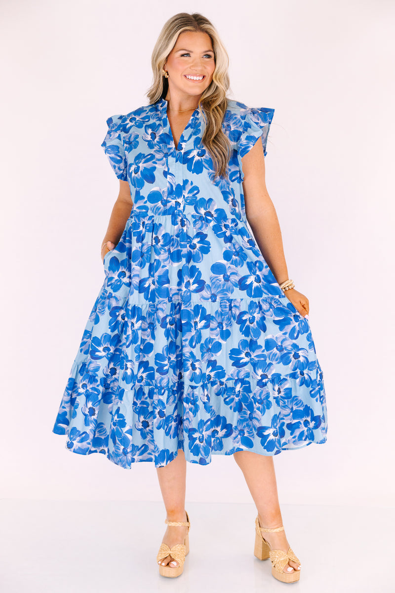 cobalt midi dress Faithfull THE Brand Cobalt Marcella Midi Dress Cobalt / L