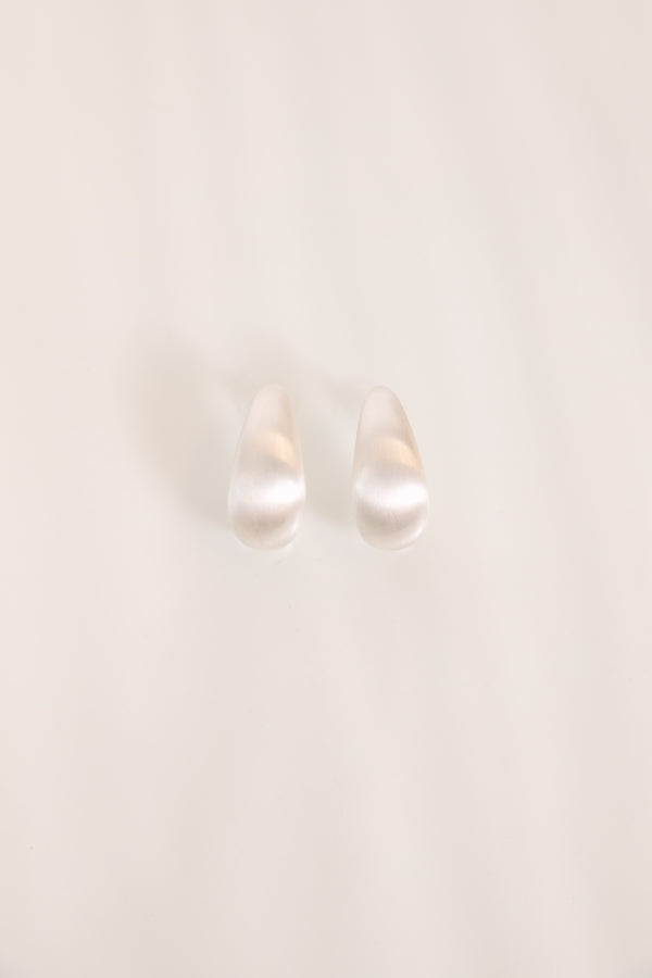 Chic Soul plus size clothing, silver oblong stud earrings with a shine to them 

