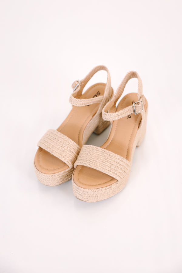 Plus Size natural woven platform sandals with a thick toe strap and adjustable ankle buckle.