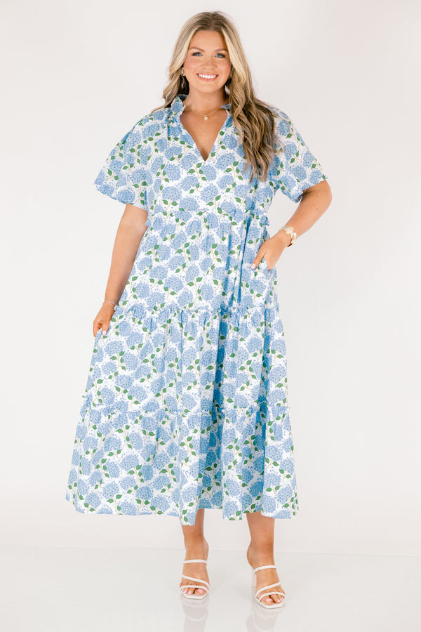 Straight Shot Dress, Hydrangea Blue Chic Soul Straight Shot Dress, Hydrangea Blue Chic Soul